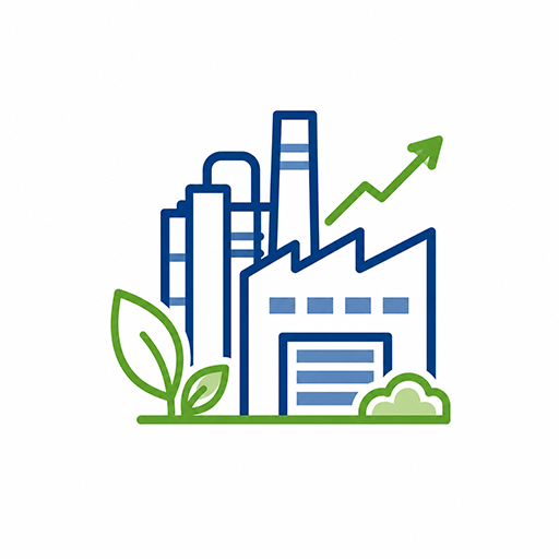 Eco-friendly industrial facilities icon for Sustainable Performance Solutions